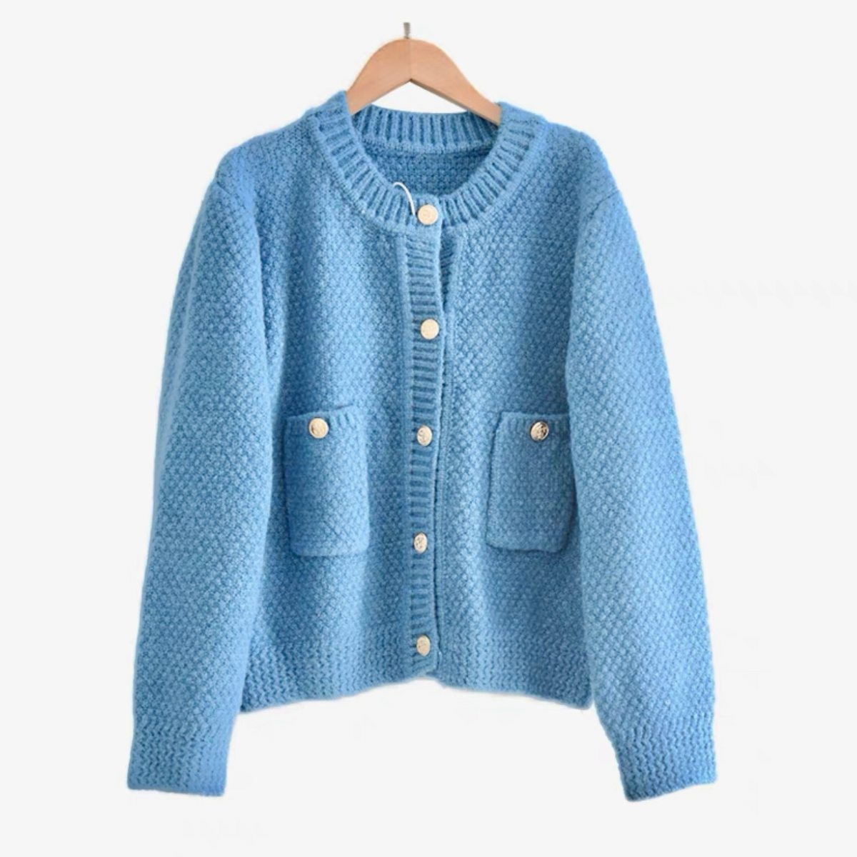Royalblaue Strickjacke